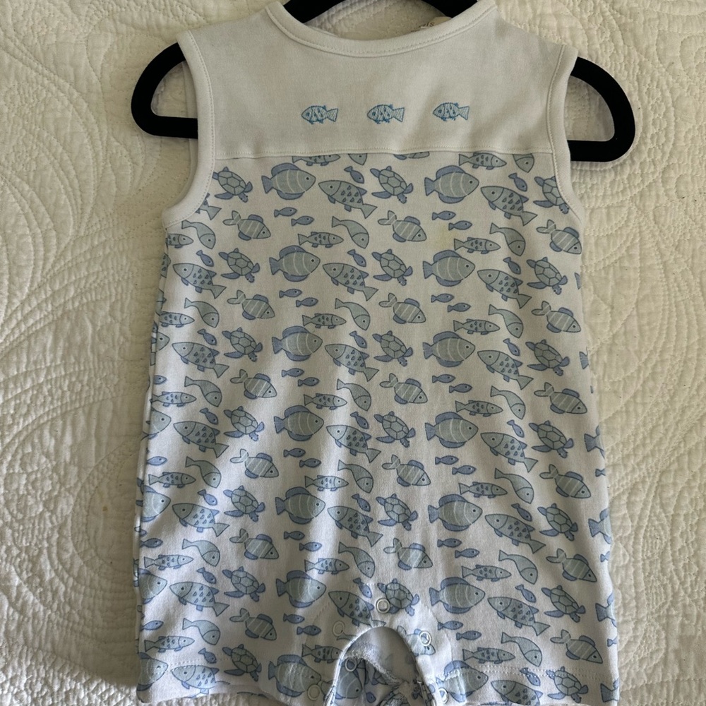 Blue Fish Patterned Kids One Piece